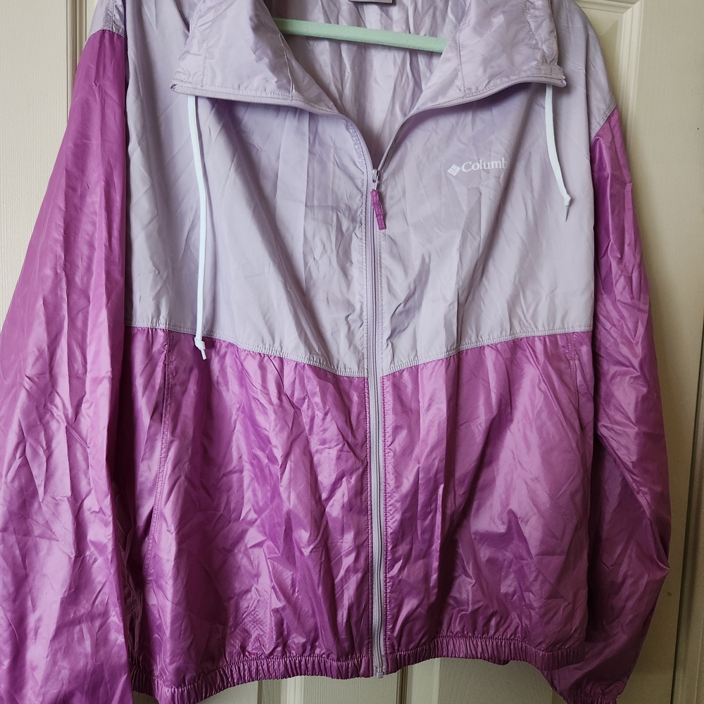 Columbia Morning View Collared Windbreaker (No Hood), Purple/Pink, Women's XL